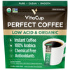 Vitacup Perfect Low Acid Instant Coffee Packets, Dark Roast Coffee, Usda Organic & Fair Trade, Third Party Tested For Mycotoxins & Pesticides, Single Origin, Clean & Pure, 24 Ct