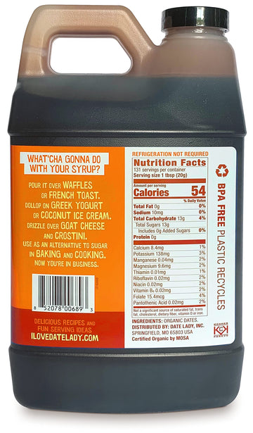 Award Winning Bulk Organic Date Syrup 5.8 lb - 100% Dates. Vegan, Paleo, Gluten-free & Kosher - Also Known As Silan, Date Honey