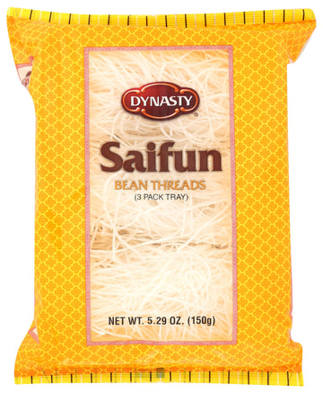 Dynasty Saifun Bean Threads Noodles, 3 Packs, 5.29 Ounces (Pack Of 12)
