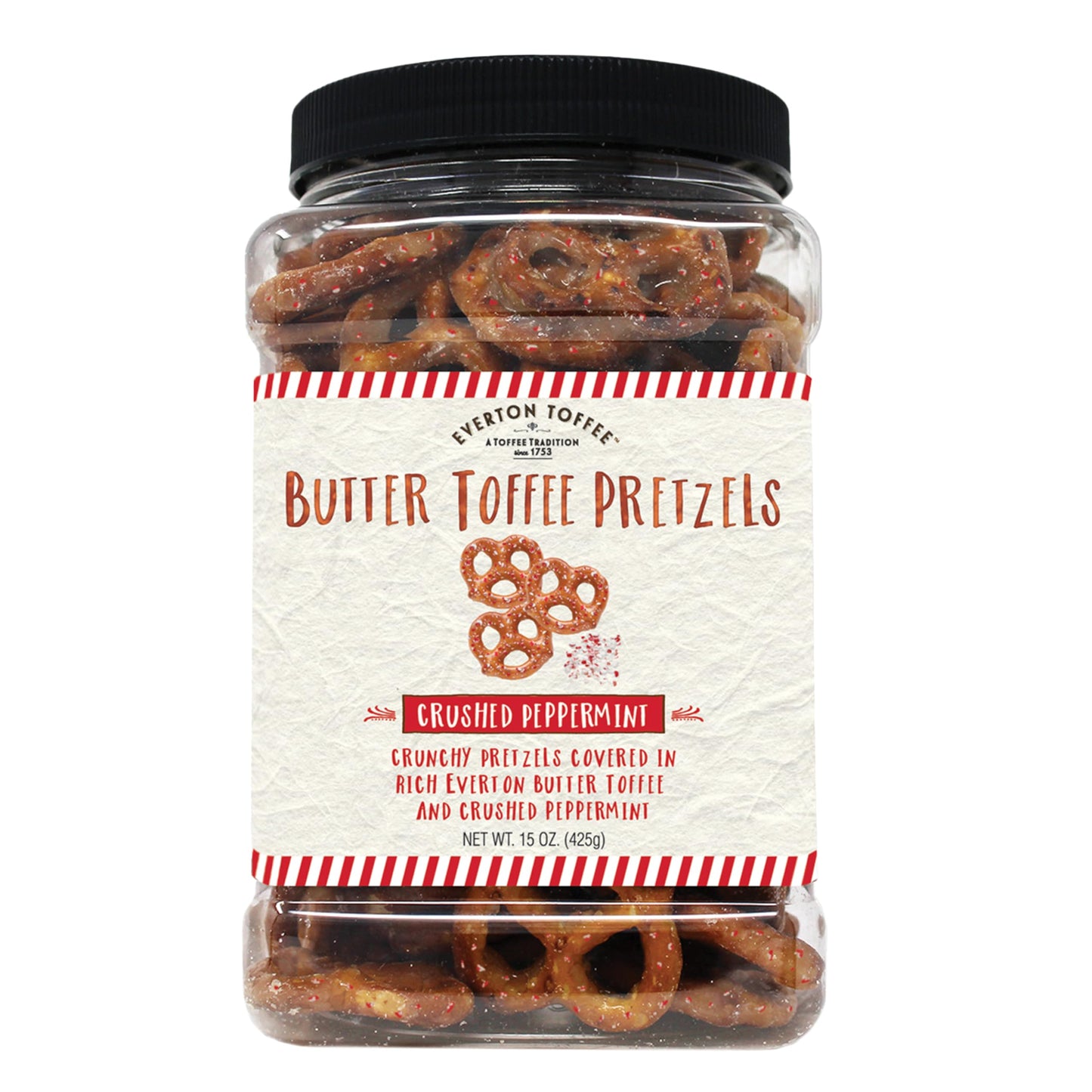 Everton Toffee Peppermint Crunch Flavor Butter Toffee Pretzels, Sweet & Salty Gourmet Pretzel Snack, Small Batch Made & Handcraf