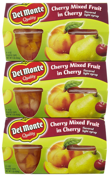 Del Monte Cherry Mixed Fruit In Light Syrup 4 - 4 oz cups (Pack of 6)