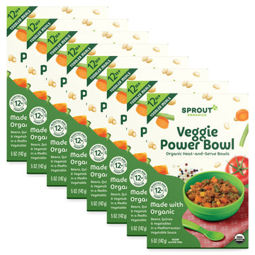 Sprout Organic Baby Food, Toddler Meals, Mediterranean Veggie Power Bowl With Beans & Quinoa, 5 Oz Bowl (8 Count)