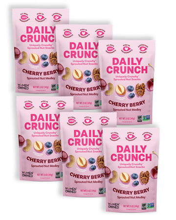 Daily Crunch Sprouted Almonds, 5 Ounce Resealable Bags (Cherry Berry, 6 Pack) Packaging May Vary - Sprouted And Dehydrated For A