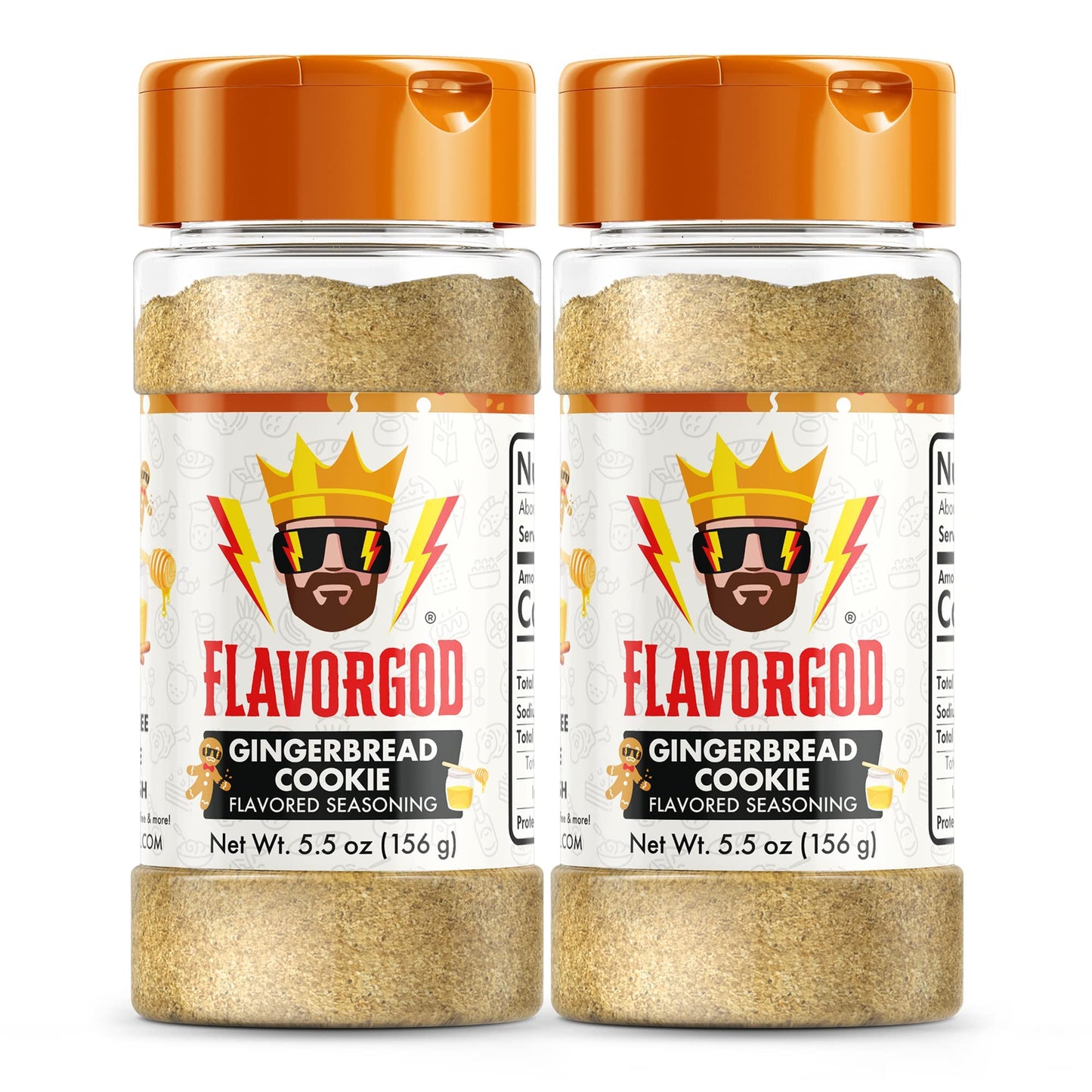 Gingerbread Cookie Topper Mix (2 Bottle) By Flavor God - Enhanced All Natural & Healthy Spice Blend For Ice Cream & Coffee - Kosher, Low Sodium, & Dairy-Free - Great Flavor Spices And Seasoning Gift