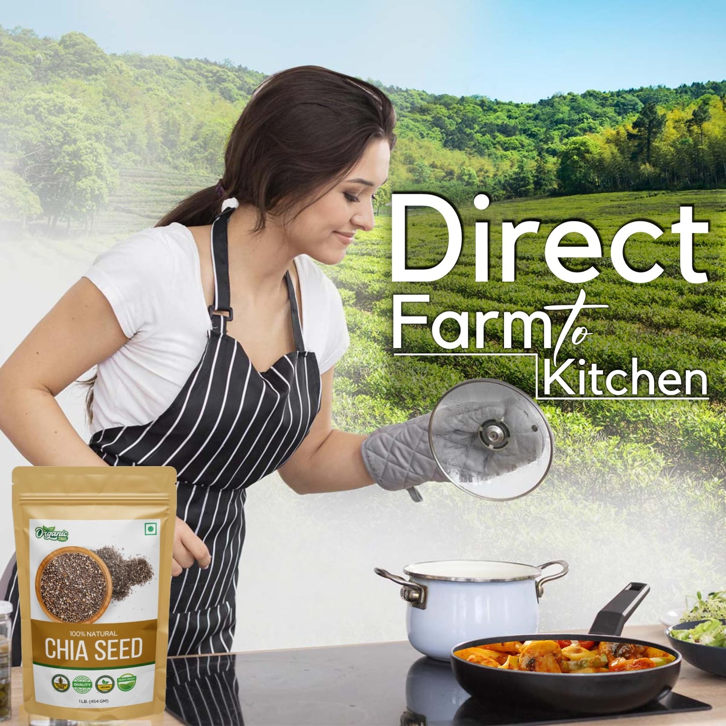 Organic Zing Organic Chia Seeds - Plant-Based Omegas 3 And Protein, Perfect For Smoothies, Salads And Chia Puddings (454 Gram) P