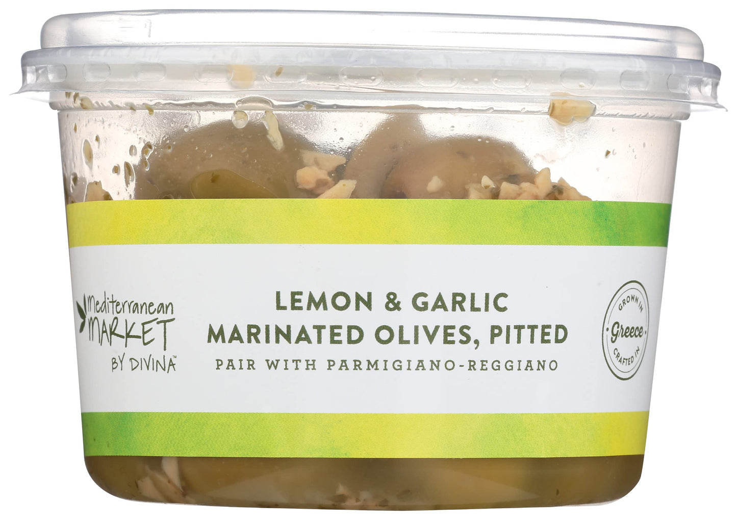 MEDITERRANEAN MARKET BY DIVINA Pitted Marinated Lemon Garlic Olives, 8.1 OZ