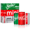 Coca-Cola Mini Can Variety Pack, 30 Cans (10 Each: Coke Classic, Diet Coke, Sprite), 7.5 Fl Oz, Red/White/Clear