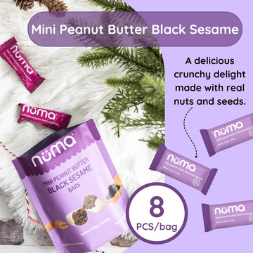 Mini Peanut Butter Black Sesame Bars - Vegan, Low Sugar, High Protein, Low Calorie, All Natural, Gluten Free - Crunchy Plant Bas