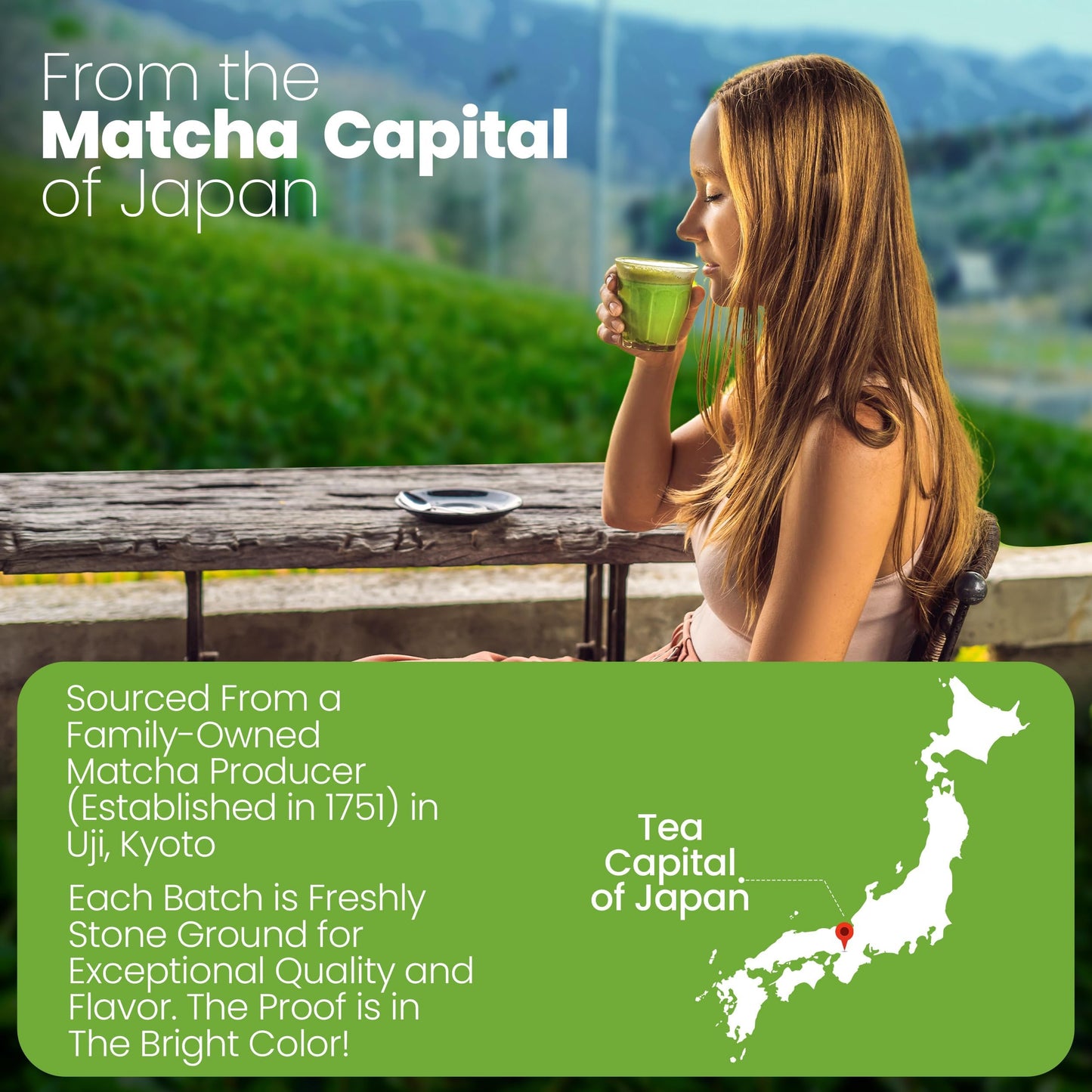eco heed Organic Japanese Matcha Green Tea Powder - Culinary Grade, 3.5oz, Green, Stone Ground, No Additives