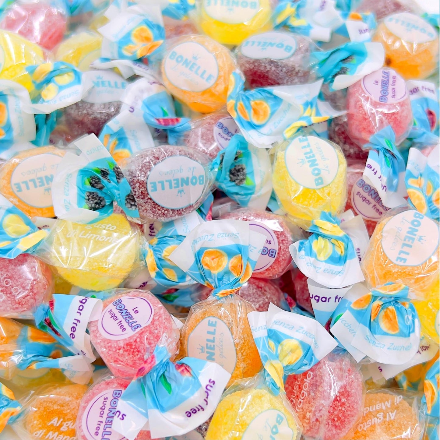 Bonelle Italian Sugar-Free Fruit Jelly Candy, Individually Wrapped (1 Pound Bag - Approx. 110 Count)