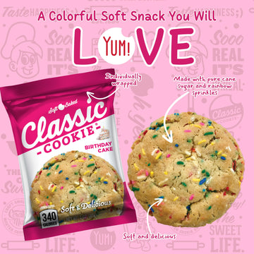 Classic Cookie, Soft Baked Cookie, Birthday Cake Cookie 3Oz, 8 Count Pack