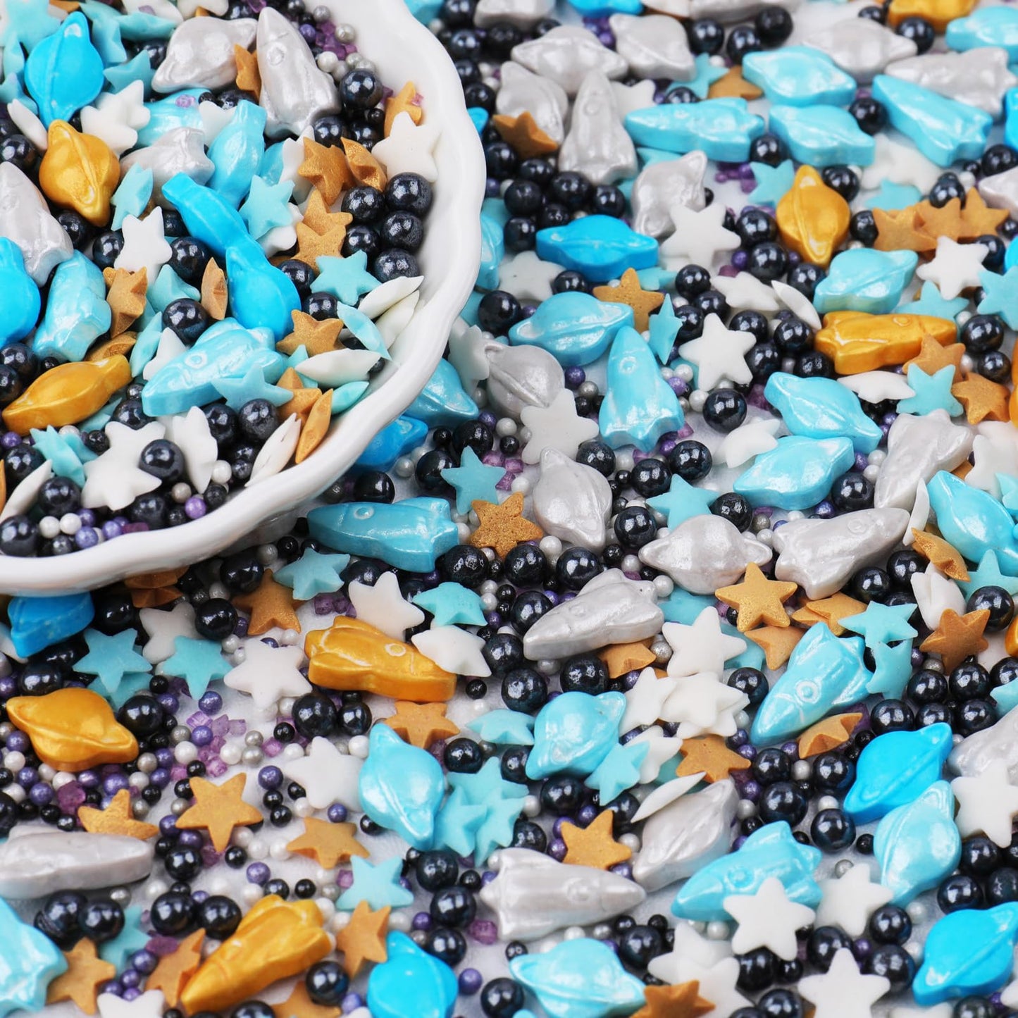 Space Themed Sprinkles For Cake Decorating Rocket Planet Star & Pearl Sugar Mix For Baking Cupcakes Cookies Donuts & Ice Cream Birthday Party Supllies