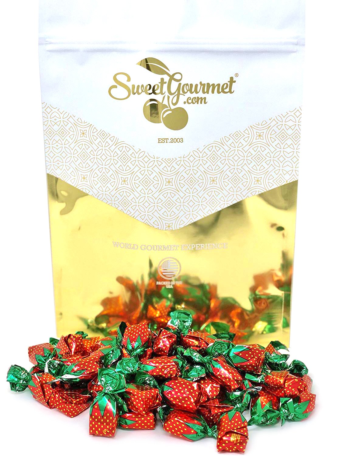 Sweetgourmet Arcor Strawberry Bon Bons Filled Hard Candy | 4 Pounds