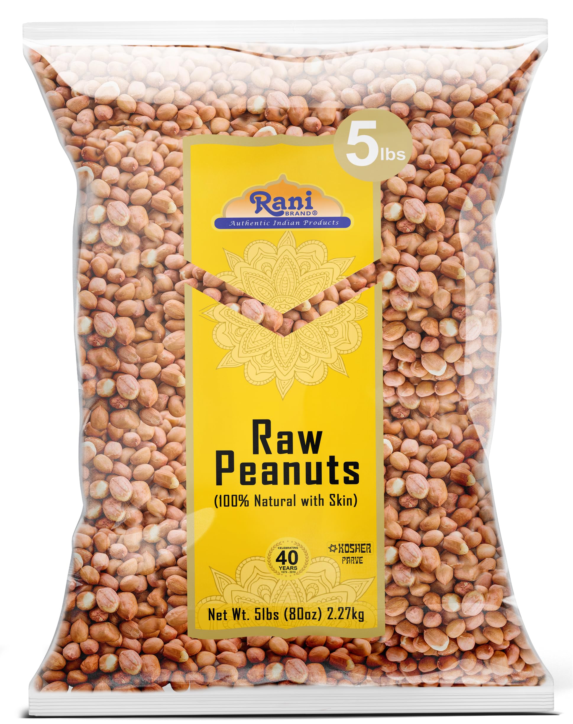 Rani Peanuts, Raw Whole With Skin (Uncooked, Unsalted) 80Oz (5Lbs) 2.27Kg Bulk ~ All Natural | Vegan | Kosher | Gluten Friendly | Fresh Product Of Usa ~ Spanish Grade Groundnut/Red-Skin