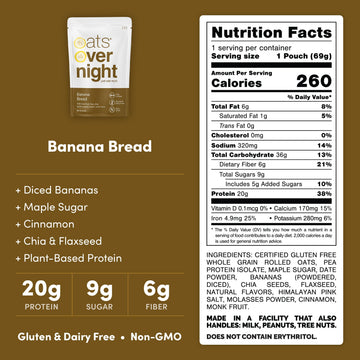 Oats Overnight Vegan Overnight Oats - 20g Protein, High Fiber, Gluten Free, 2.6 oz (Pack of 16)