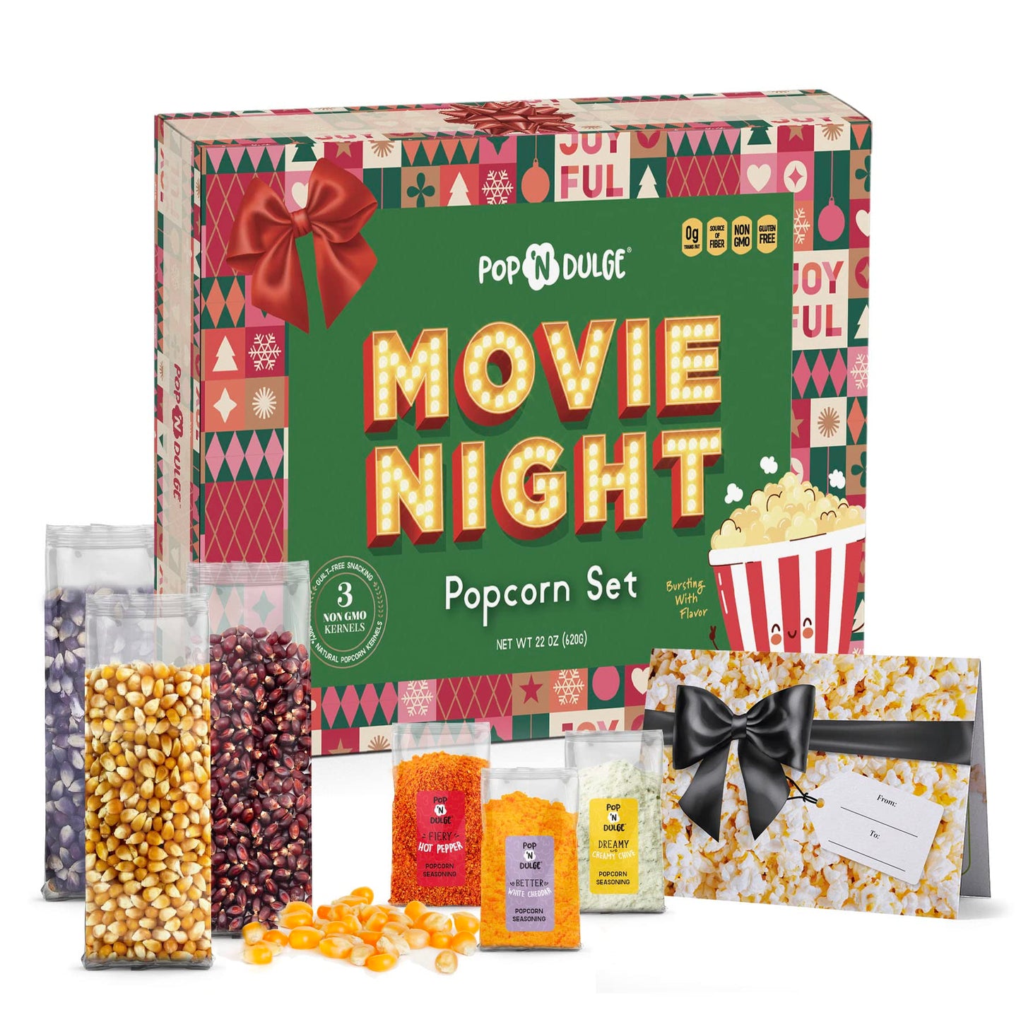 Movie Night Gift Baskets Popcorn Gifts For Christmas Holiday Gift Christmas Gift Sets, 5 Gourmet Popcorn Kernels And 5 Popcorn F
