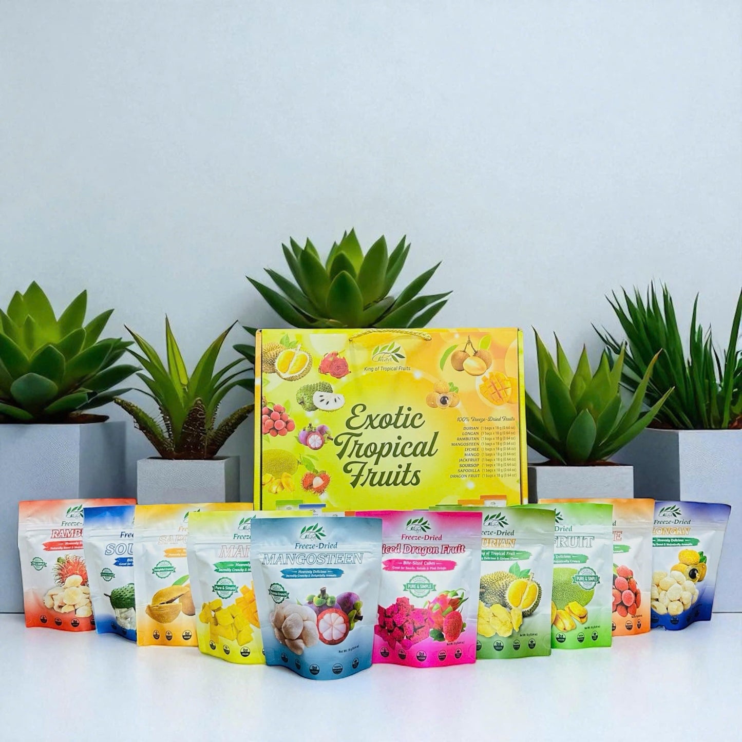 CHAVI Freeze Dried Exotic Tropical Fruits | Pack of 10 | Gift Box - No Added Sugars or Preservatives - Non-GMO, Vegan, Gluten-Fr