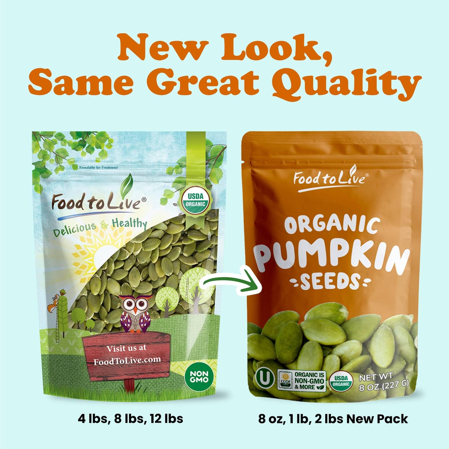 Food to Live Organic Raw Pepitas, 12 Ounces - Non-GMO, Pumpkin Seed Kernels, Unsalted, No Oil, No Shell, Vegan, Kosher, Bulk. Ke