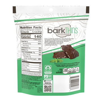 Barkthins Snacking Dark Chocolate, Mint, 4.7 Ounce (Pack Of 12)