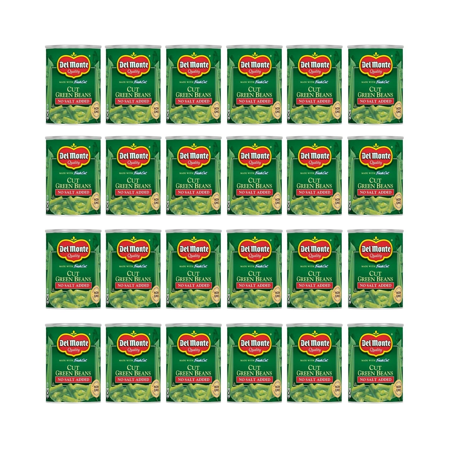 Del Monte FRESH CUT BLUE LAKE Cut Green Beans, No Salt Added Canned Vegetables, 24 Pack,14.5 oz Can