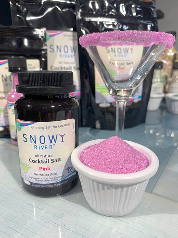 Snowy River Pink Cocktail Salt - Naturally Colored Rimming Salt, 3oz Gift Bottle