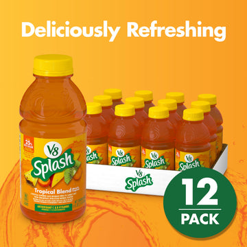 V8 Splash Tropical Blend Juice Beverage, 16 fl oz Bottle, Pack of 12