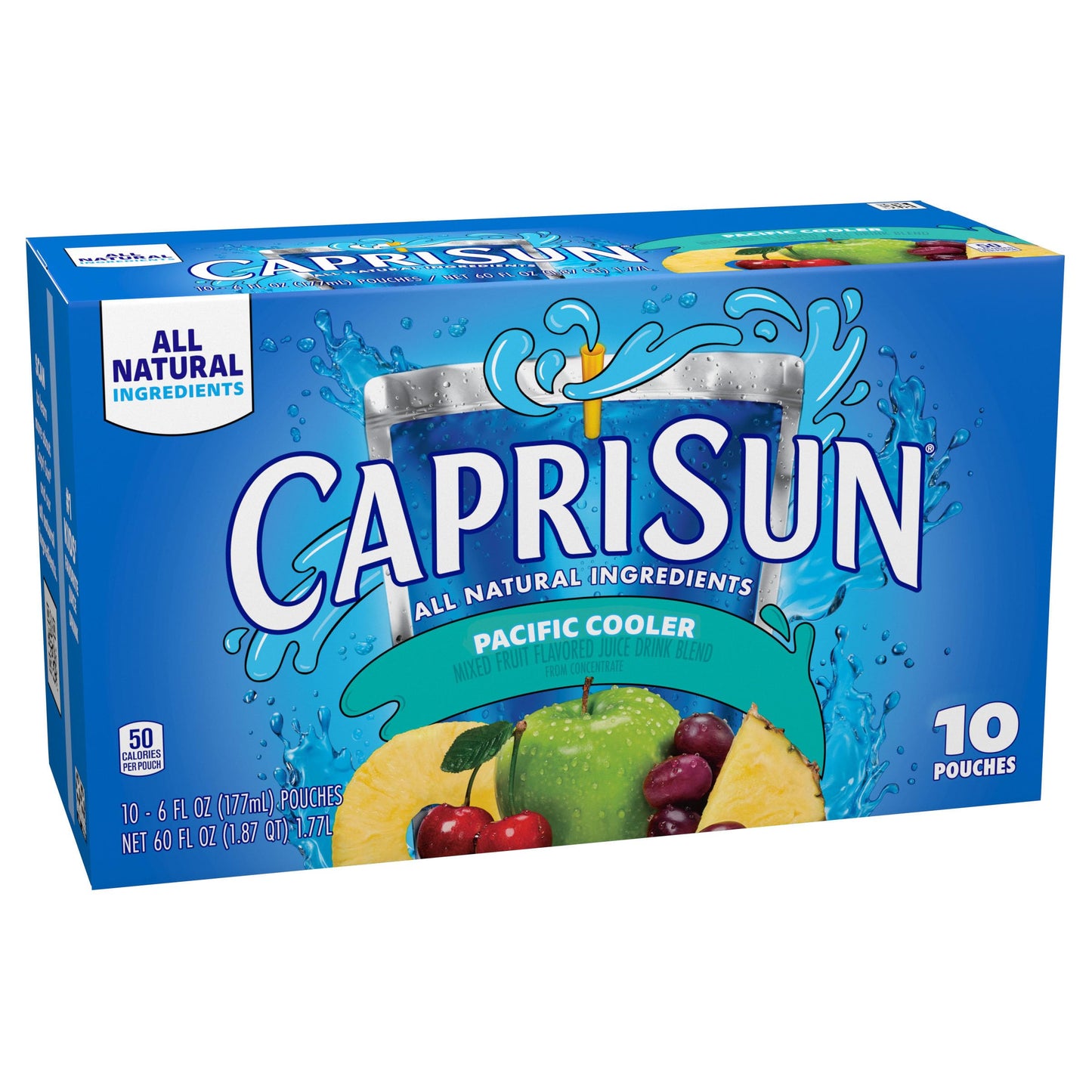 Capri Sun Pacific Cooler Mixed Fruit Naturally Flavored Kids Juice Drink Blend (10 ct Box, 6 fl oz Pouches)