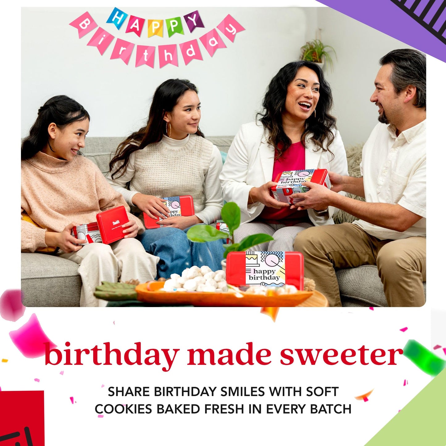 Davids Cookies Happy Birthday Gift Sampler Tin – Crunchy Gourmet Cookies – Bakery Snack Gift For Birthdays, Celebrations And Special Occasions – Buter Pecan