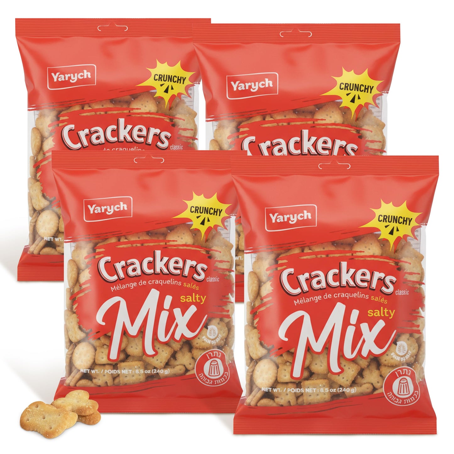 Yarych Classic Salted Crackers, Crispy Snack Crackers, 8.5 oz Bags, Lightly Salted Soda Crackers for Cheese, Charcuterie Boards,