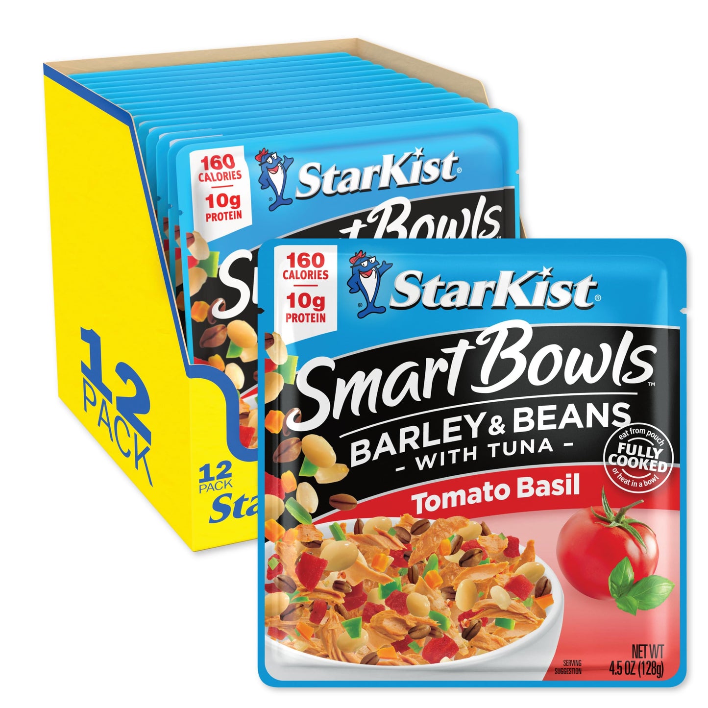 StarKist Smart Bowls Tomato Basil, 4.5 oz Pouch (Pack of 12) - Features Barley & Beans with Wild Caught Light Tuna