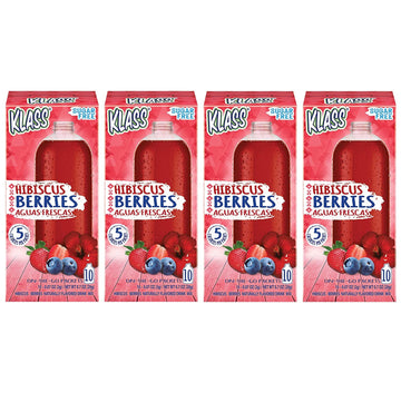 Drink Mix Hibiscus Berries | Klass Aguas Frescas | Sugar Free! (Pack of 4, 40 Count Powder Stick Packs) Shake it up! The new way