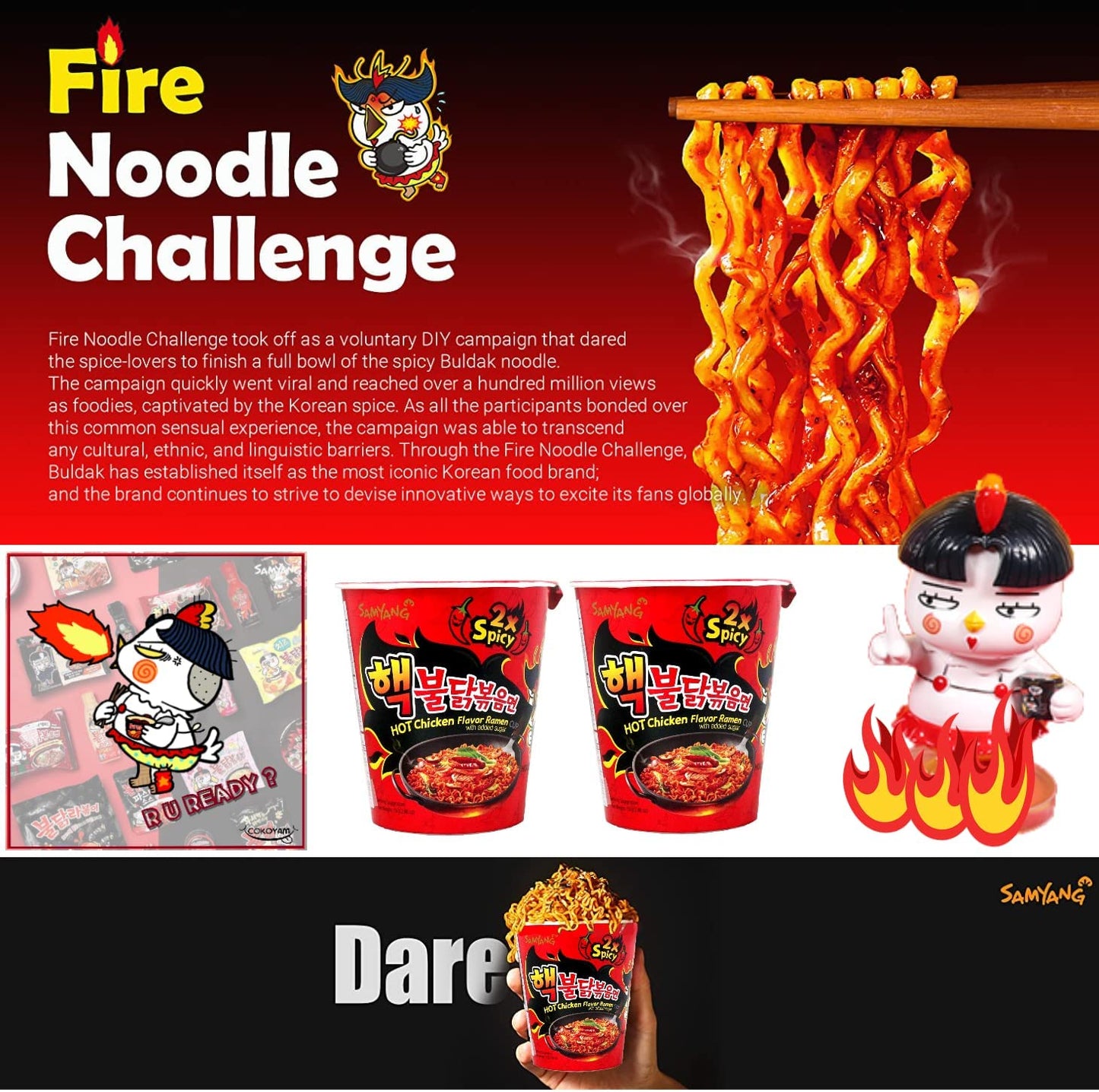 Samyang 2X Buldak Spicy Hot Chicken Stir Fried Cup Noodles (Small_Pack of 6)