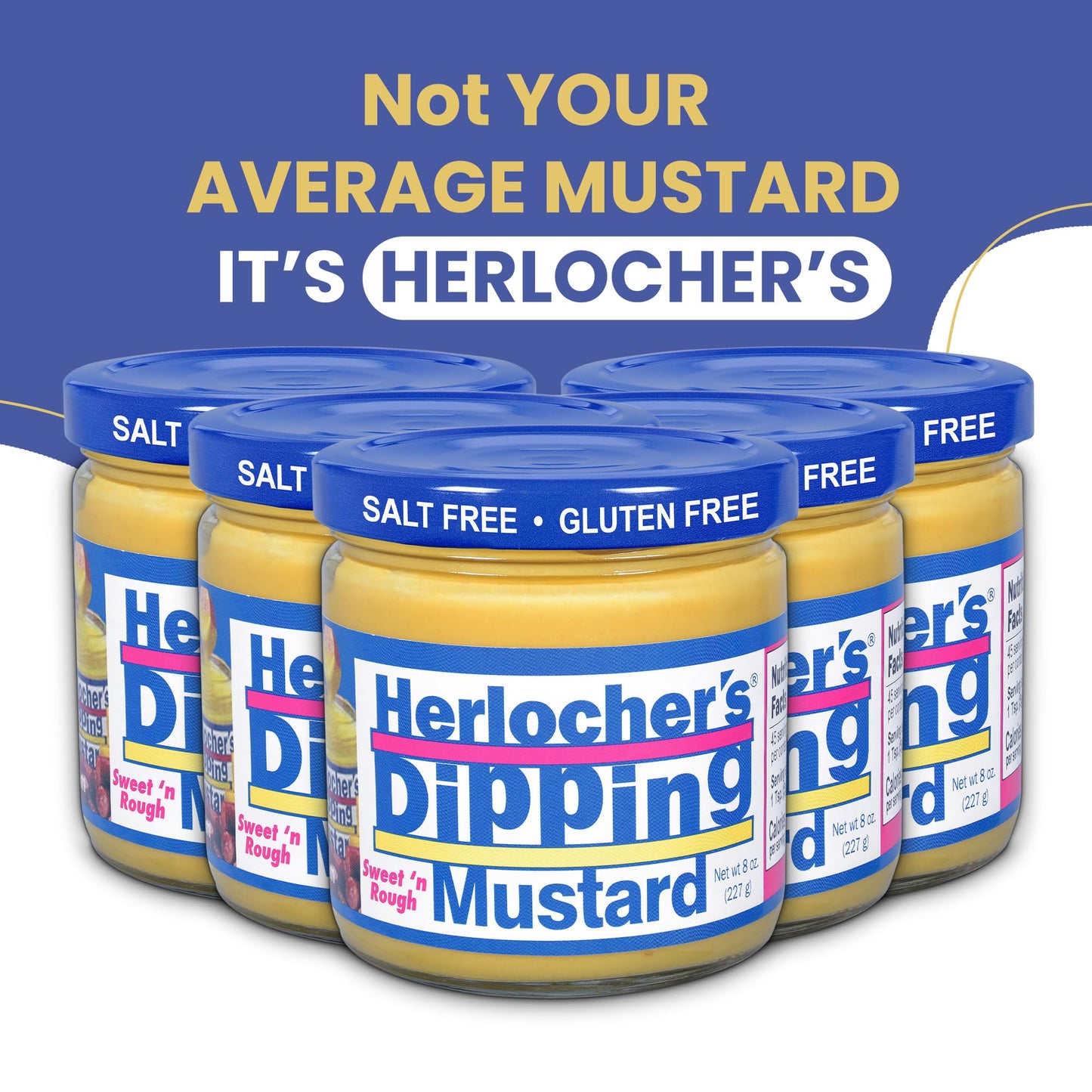 Herlochers Dipping Mustard - Pack of 2 | Sweet & Tangy Mustard Dip, 8 oz Jar | Gluten-Free, Salt-Free, Fat-Free | Perfect Pretze