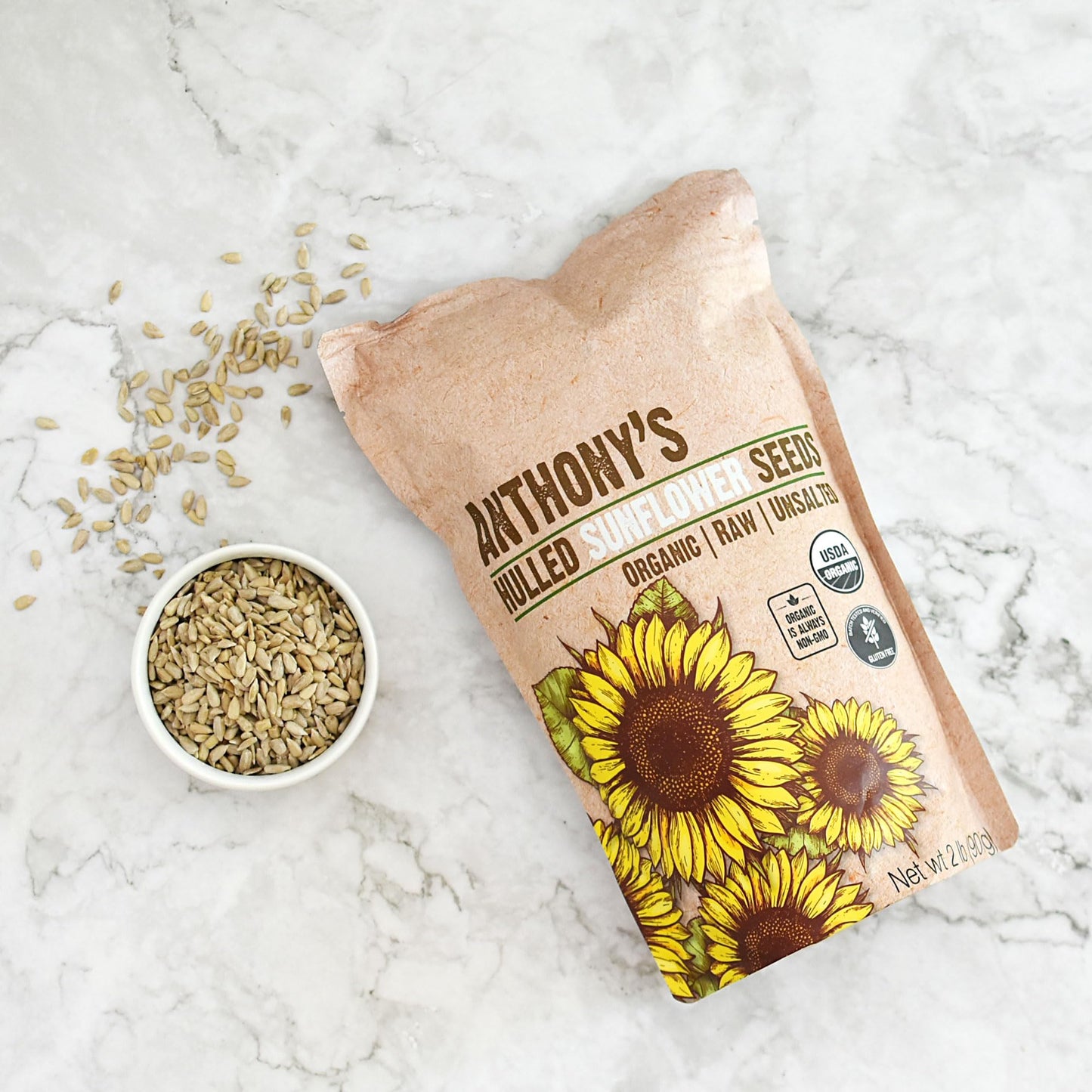 Anthonys Organic Hulled Sunflower Seeds, 2 lb, Raw, Unsalted, Batch Tested and Gluten Free, Keto Friendly