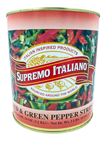 Supremo Italiano Red & Green Pepper Strips #10 Can