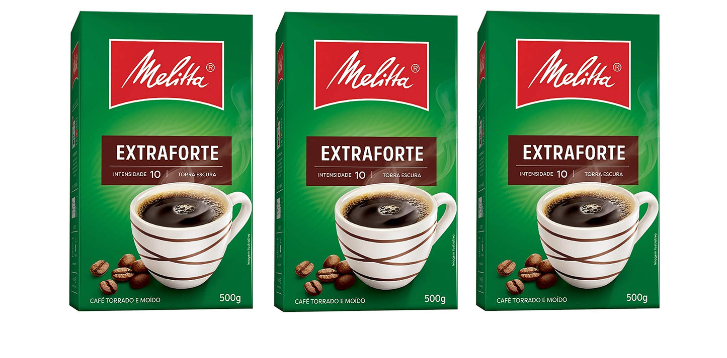 Melitta Extra Strong Roasted Coffee - 17.6 Oz | Café Extra-Forte Melitta - 500G - (Pack Of 03)