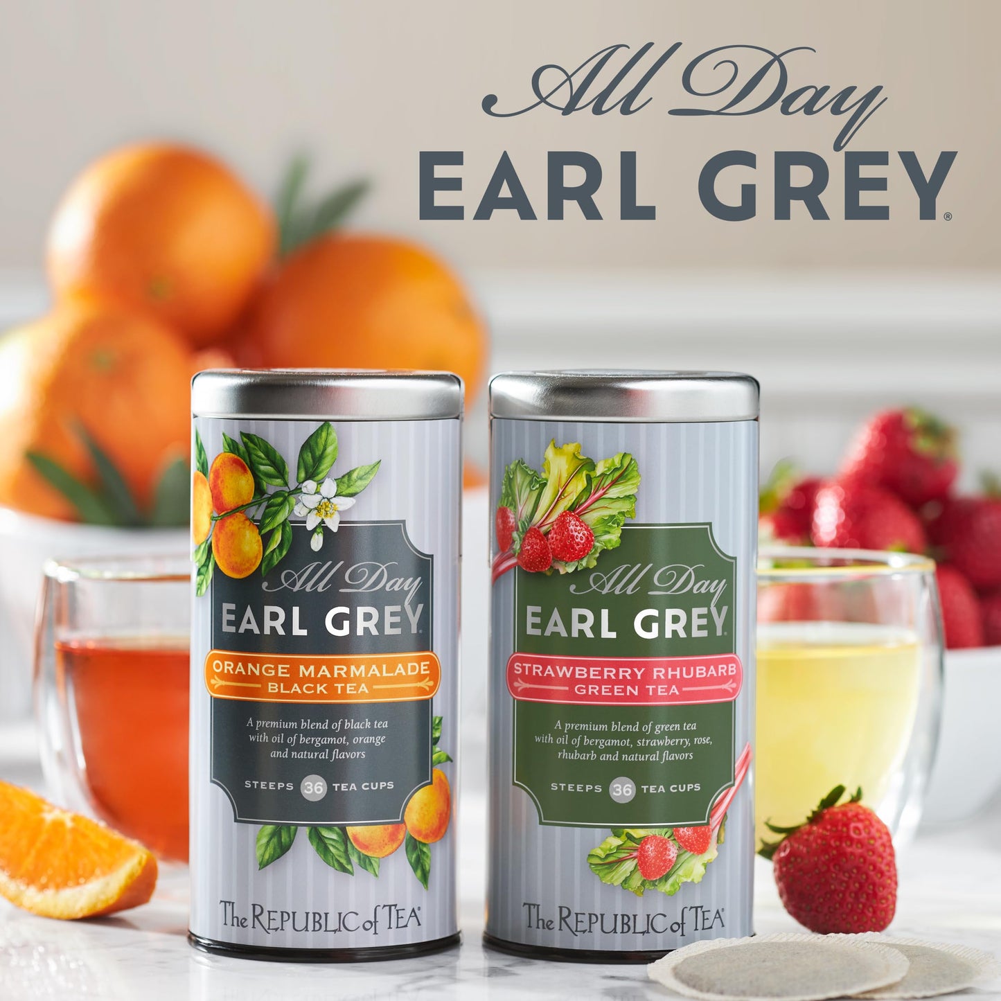 The Republic of Tea All Day Earl Grey Orange Marmalade Black Tea, Naturally Caffeinated, 36 Tea Bags