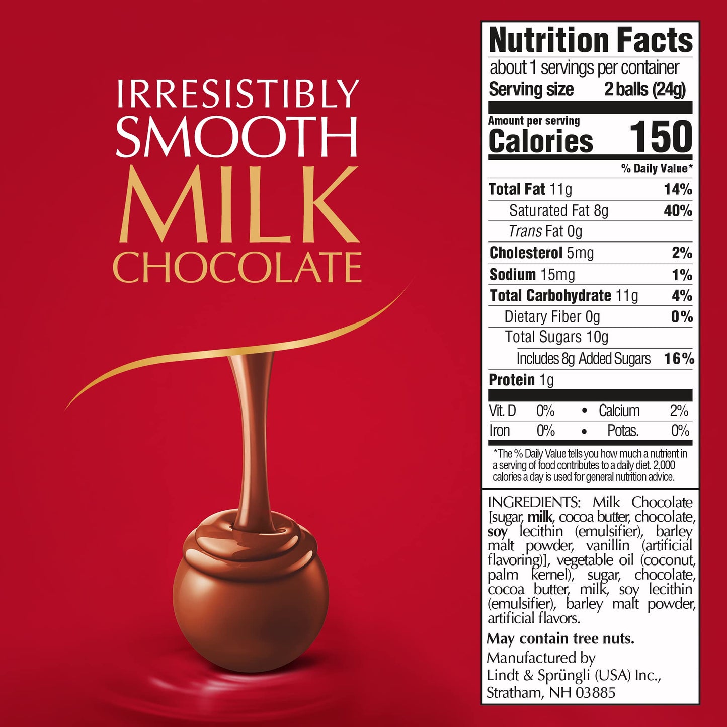 Lindt Lindor Milk Chocolate Truffles, Milk Chocolate Candy With Smooth, Melting Truffle Center, Great For Gift Giving, 0.8 Oz. Bag (24 Pack)