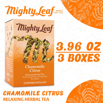 Mighty Leaf Tea Chamomile Citrus, 15-Count Whole Leaf Pouches (Pack Of 3)