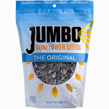 JUMBO SUNFLOWER SEEDS Original, 16-Ounce (1 Pound Pack of 24) - Healthy Snack, High Protein, Perfect for Baking and Snacking