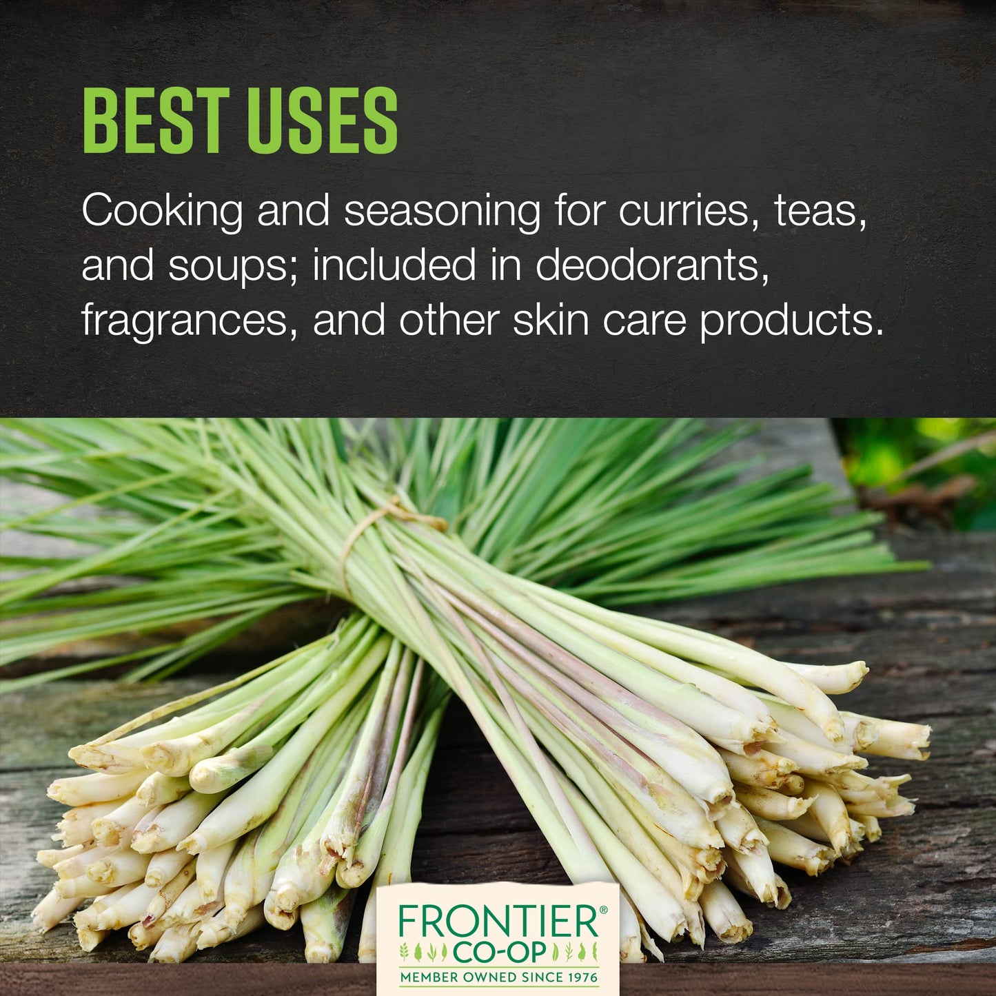 Frontier Co-op Organic Lemongrass, 1lb Bulk Bag - 100% Pure Dried Lemon Grass for Tea & Seasoning, Kosher Certified