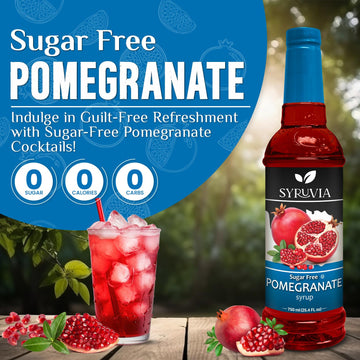 Syruvia Pomegranate Sugar-Free Syrup - 0 Calorie - Premium Flavoring Syrup For Tea, Italian Sodas, Beverages, Desserts, Ice Crea