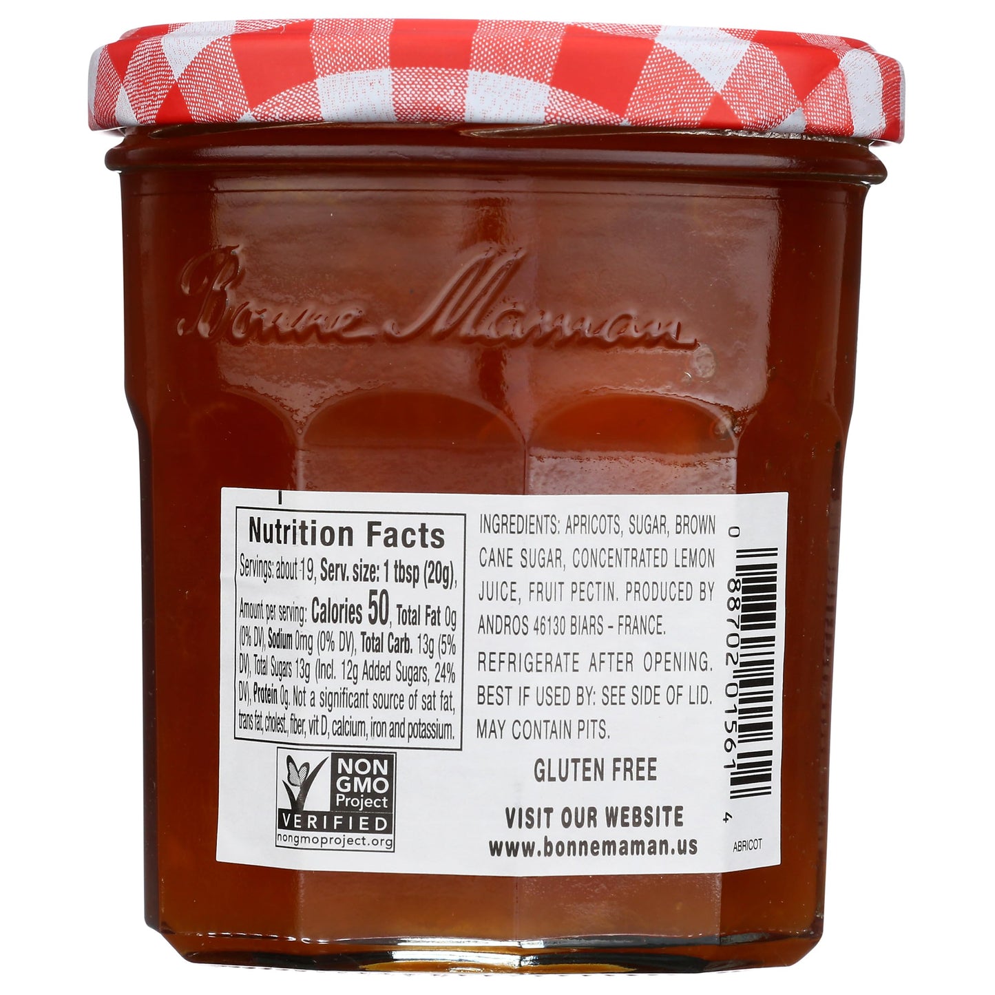 Bonne Maman Apricot Preserves, Non-GMO, 13 oz Glass Jars, Pack of 6