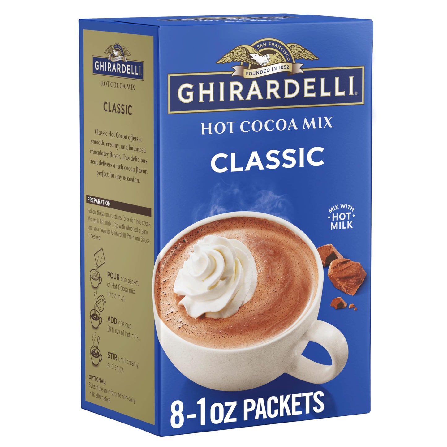 Ghirardelli Classic Hot Cocoa Mix - Rich And Creamy Top-Grade Hot Chocolate Made With Top-Grade Cocoa 8 Single-Serve 1 Oz Packets
