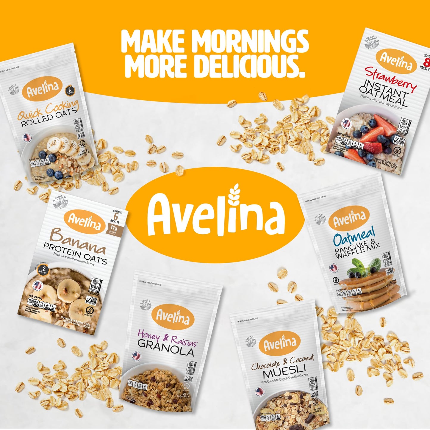 Avelina Gluten Free Granola Honey & Almonds - Healthy Oatmeal-Based Cereal - Kosher, Non-Gmo - (12.3 Oz, 4-Pack)