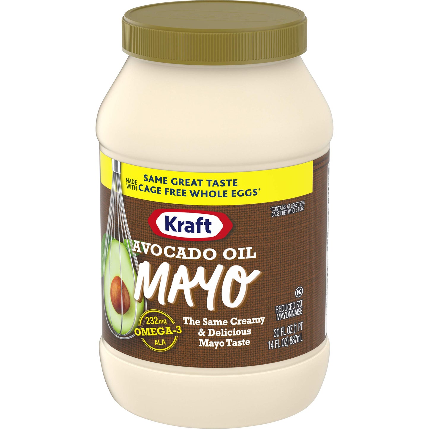 Kraft Mayo with Avocado Oil Reduced Fat Mayonnaise (30 fl oz Jar) (Pack of 2)