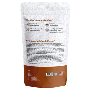 Alex'S Low Acid Organic Coffee 12Oz Bag - Fresh Ground French Roast (Pack Of 1)