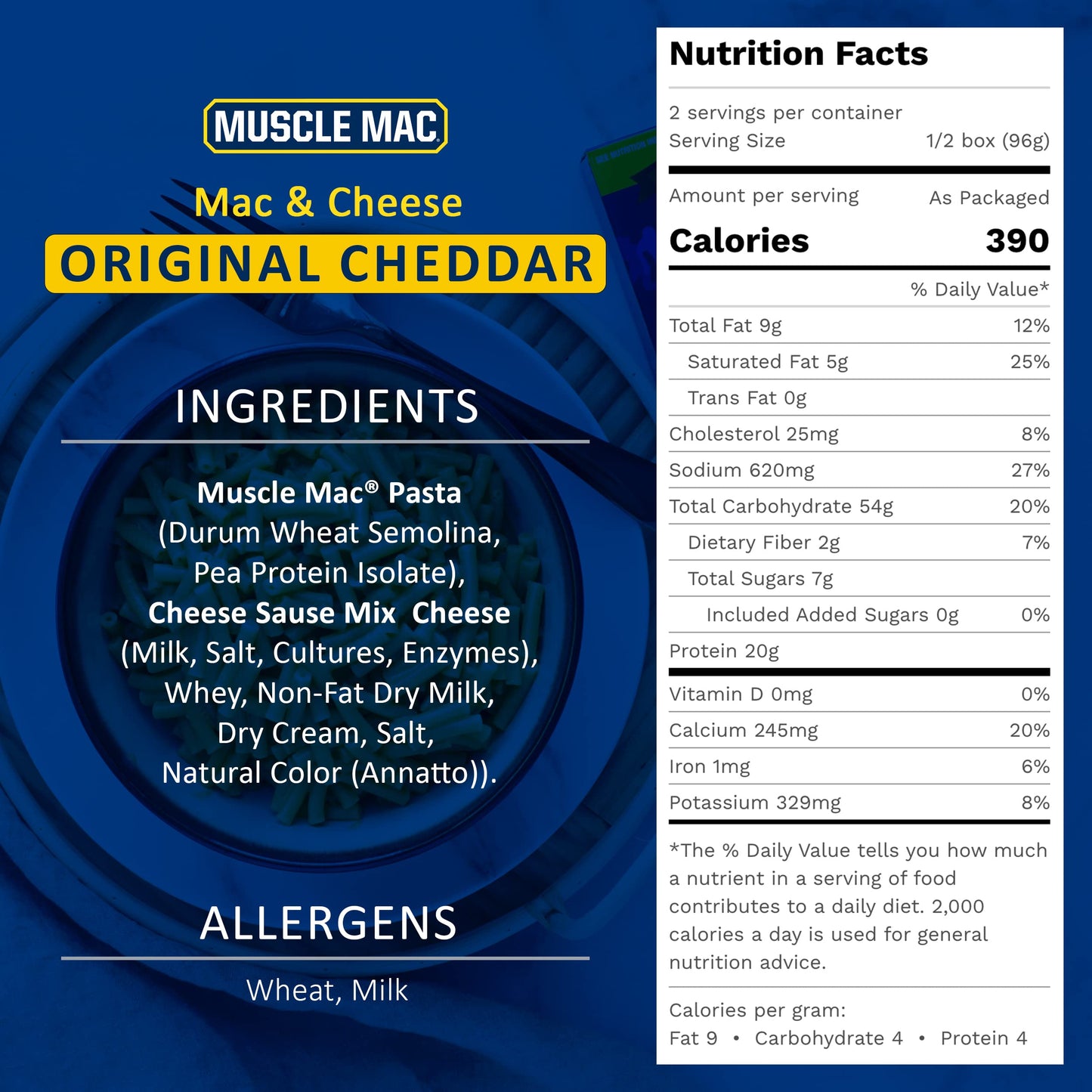 MUSCLE MAC High Protein Macaroni & Cheese Dinner, 20g Protein, 6.75 oz, Pack of 10