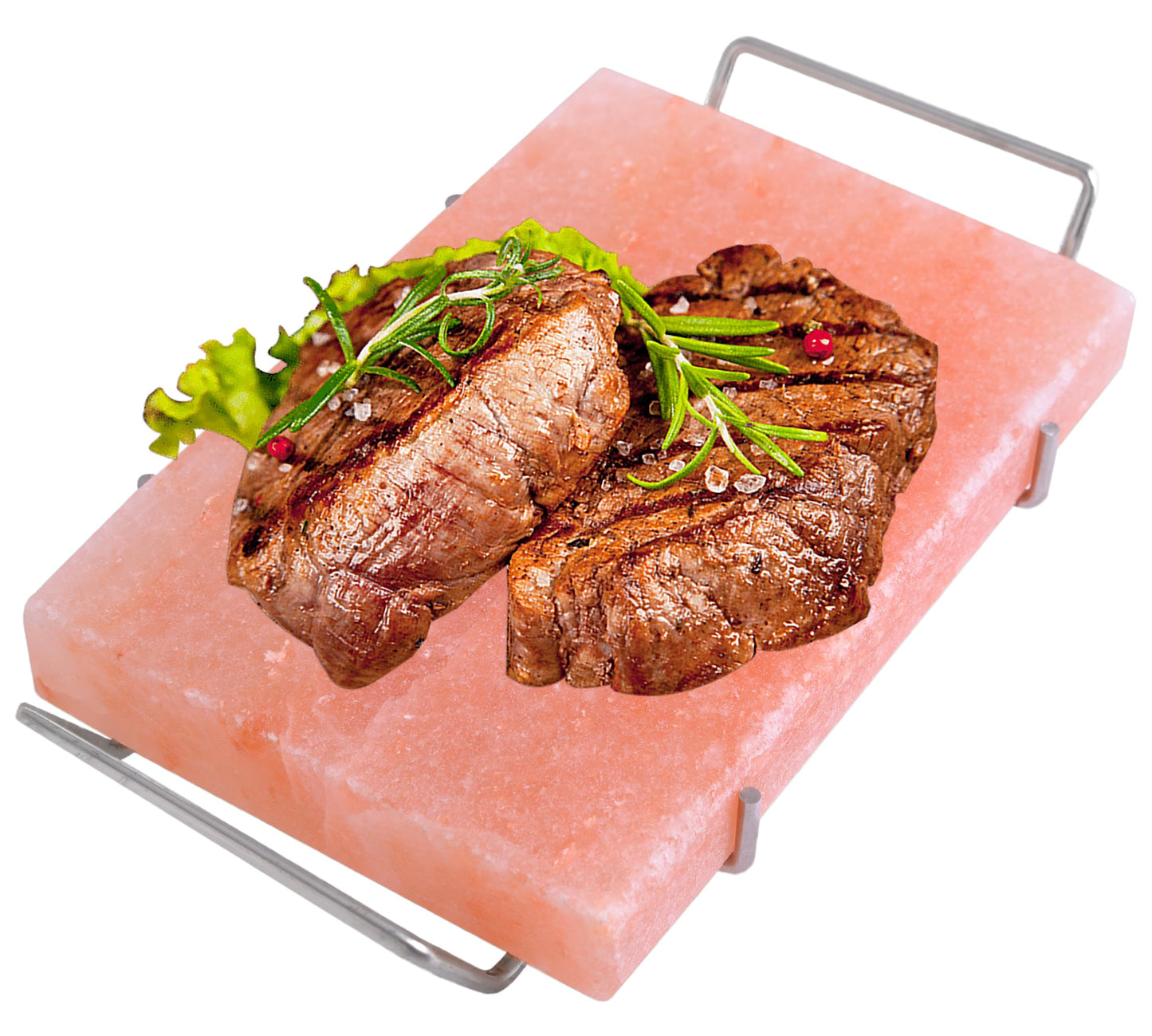 Spantik Professional Salt Block Set With Steel Tray 12'' X 8'' X 1.5'' Himalayan Cooking Plate For Grilling, Cooking, Serving, 1