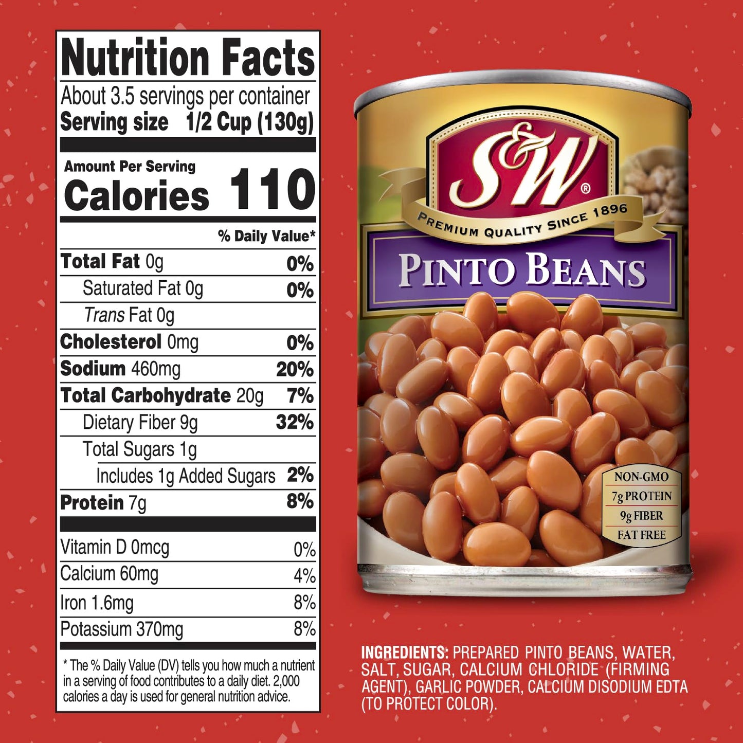 S&W - Pinto Beans -15.5 Oz. Can (Pack Of 12)